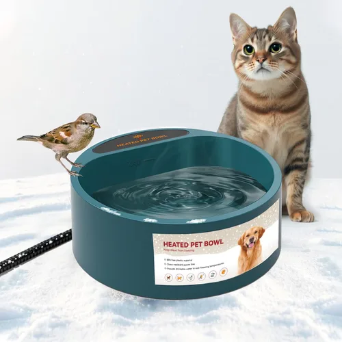 Vista 10 de Heated Water Bowl for Cats, Outdoor Anti-Freeze Pet Thermal Bowls for Chickens Rabbits Birds, Hanging Small Dog Winter Warm Dish, Heating Bird Baths