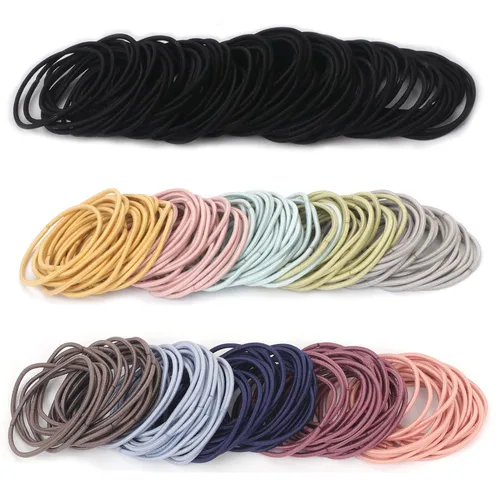 Vista 8 de Unaone Lazos elásticos para el cabello, 300 unidades de bandas elásticas de goma para el cabello sin arrugas, banda para el cabello de 0.079 in