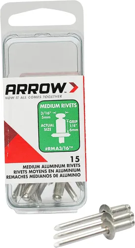 Vista 9 de Arrow RLA3/16 Remaches largos de aluminio de 3/16 pulgadas, paquete de 12, gris