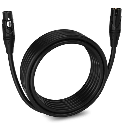Vista 137 de LyxPro Cable de micrófono XLR hembra a macho de ángulo recto de 3 pines de 1.5 pies para altavoces amplificados, interfaz de audio, rendimiento