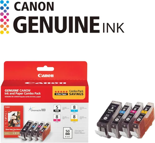 Vista 2 de Canon Tinta CMY PGI-5/CLI-8 con PP-201 (50 hojas) Paquete combinado (0628B027AA)