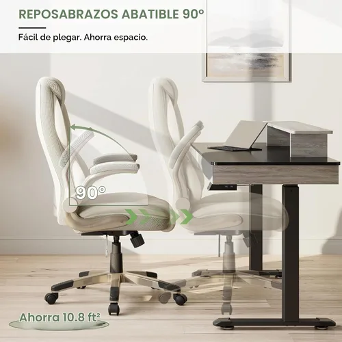 Vista 4 de EUREKA ERGONOMIC Galene - Silla de oficina ejecutiva, color beige Blanco sucio