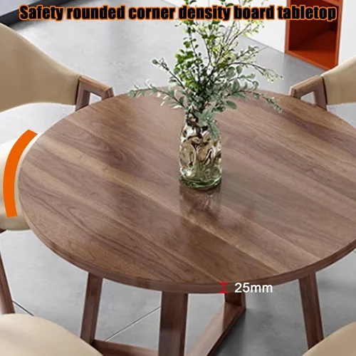 Vista 3 de YVYKFZD Office Reception Room Club Table and Chair Set, Coffee Kitchen Dining Table Set, Simple Round Conference Table with Metal Legs, Business