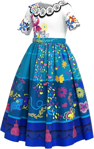 Vista 3 de Mirabel - Vestido de disfraz para niñas disfraz mágico de Halloween disfraz de cosplay para niñas vestido de fiesta con monedero lentes y aretes