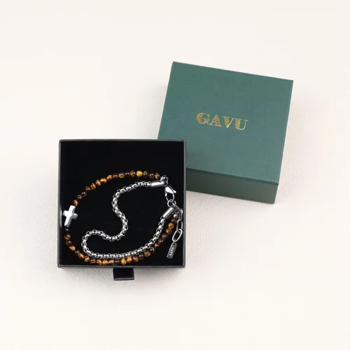 Vista 7 de GAVU Pulsera de cristal con cruz de joyería religiosa