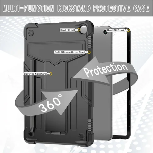 Vista 2 de Funda para Amazon Fire Max 11 (13ª generación, 2023) - Funda protectora híbrida resistente con función atril + 1 protector de pantalla y 1 lápiz