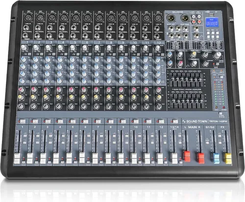 Vista 6 de Sound Town Mezclador de audio profesional de 12 canales con interfaz USB, grabación, EQ, Bluetooth, DSP y 48V Phantom (TRITON-A12BD)
