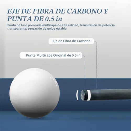 Vista 4 de KONLLEN Carbon Fiber Pool Cue Low Deflection Pro Taper Billiard Cue 001 1.0 KL-08 Azul