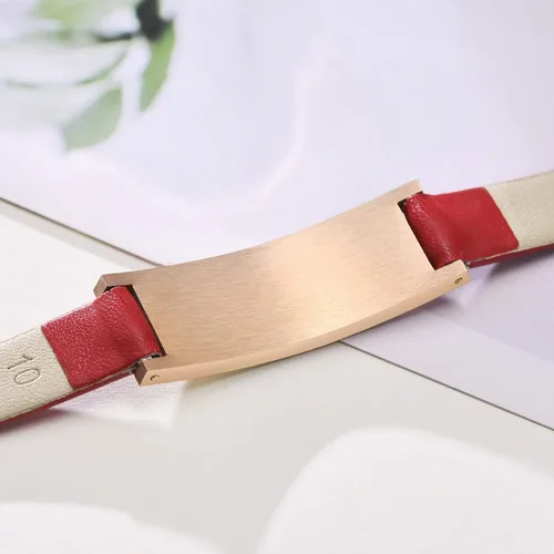Vista 55 de MPRAINBOW Pulsera de alerta médica personalizada para mujer, correa de reloj de cuero genuino, grabado de doble cara, diabetes, epilepsia, joyería