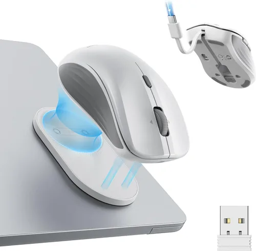 Vista 10 de ESR MagMouse Snap-to-Carry Mouse Bluetooth, Mouse Inalámbrico Recargable para Laptop con Cable de Carga Integrado, Soporte Adhesivo Reutilizable