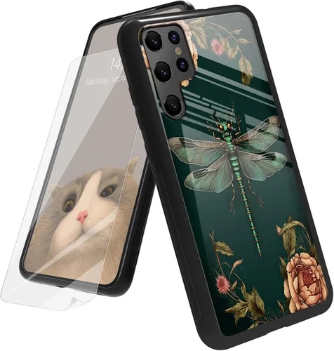 Vista 8 de Funda para Samsung Galaxy A12 5G con protector de pantalla, parte trasera de vidrio templado + TPU de silicona suave que absorbe los golpes
