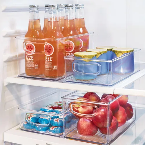 Vista 3 de InterDesign iDesign - Contenedor organizador de plástico para refrigerador y congelador con asas integradas, 10 x 5 x 6 pulgadas, transparente