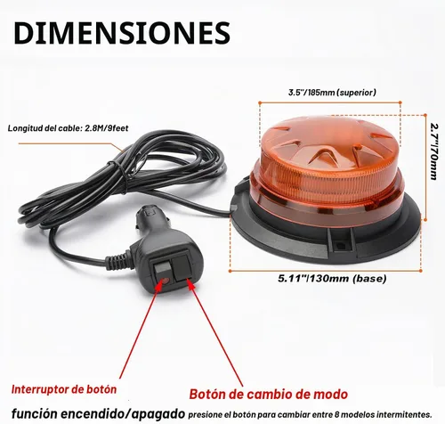 Vista 4 de El amarillo ámbar llevó luces estroboscópicas de emergencia para el coche #1 Ámbar