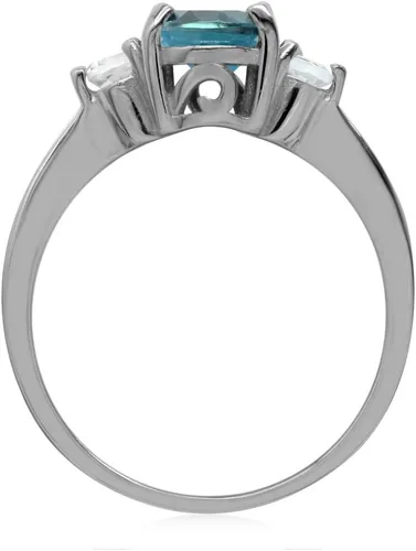 Vista 3 de Silvershake Anillo de compromiso de plata de ley 925 chapada en oro blanco o amarillo con forma ovalada de 0.315 x 0.236 in para mujer