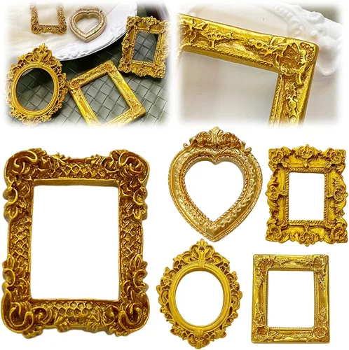 Vista 2 de Pack of 10 Gold Small Style Picture Frames for DIY Jewelry Xmas Decor