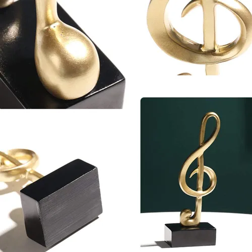 Vista 4 de PXRJE 3 estatuas de notas musicales, decoración de notas musicales, estatua musical para el hogar, piano, regalo, recuerdos, caja de regalo, resina