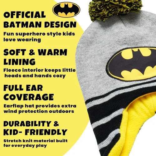 Vista 19 de DC Comics Conjunto de 2 pares de guantes o manoplas de invierno de Batman para niños (niños pequeños)