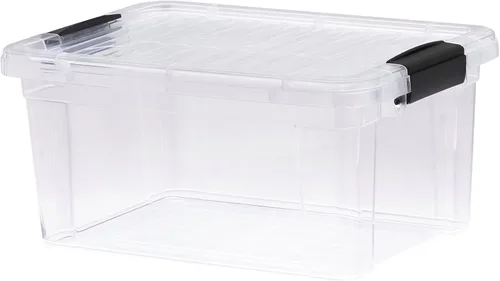 Vista 24 de Superio Pequeñas cajas de almacenamiento planas transparentes con tapas, contenedores de plástico de 4.5 cuartos de galón para organizar, cajas