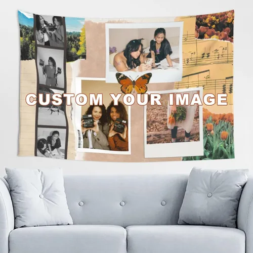 Vista 8 de BHSHOH Tapiz de fotos personalizado, telón de fondo personalizado, manta para colgar en la pared, para dormitorio, sala de estar, decoración