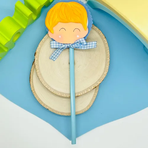 Vista 7 de Adorno hecho a mano para lápiz, adorno para bolígrafo, para niños y amantes de la escritura, aplique en goma eva. adorable adorno de niño