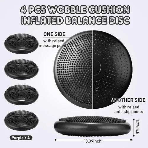 Vista 2 de Jerify 4 Piezas Cojín de Equilibrio Inflable Flexible para Asiento Oscilante, Almohadilla de Equilibrio de Estabilidad, Disco de Equilibrio, Asiento
