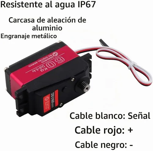 Vista 3 de DS5160SSG Servo RC Servo Digital Servo DC6-8.4V Engranaje de metal Gran Torque de alta velocidad IP67 Servo impermeable 270 grados con brazo servo