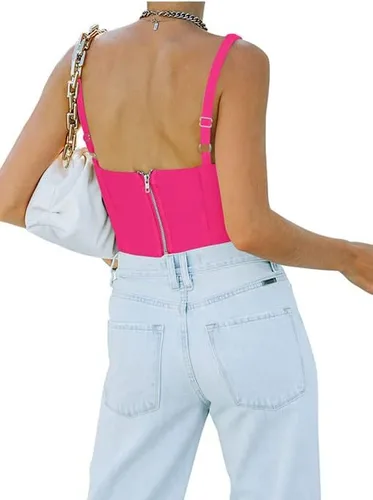 Vista 2 de REORIA - Camiseta corta sin mangas con cuello cuadrado sexy para mujer