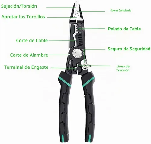 Vista 2 de szhdxsy - Pelacables multifuncional 9 en 1, pelacables de 8.5 pulgadas y herramienta de prensado, alicates multifuncionales para romper cables