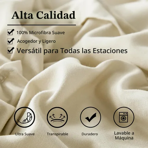 Vista 5 de Yogeneg Juego de edredón tamaño Twin de 5 piezas en una bolsa, juego de ropa de cama Twin con diseño de cuadrícula y pliegues beige, juego