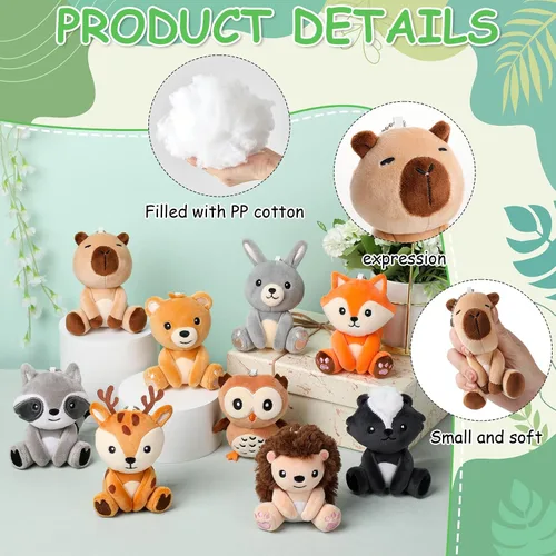 Vista 8 de Aoriher - Juego de 9 animales de peluche de bosque a granel de 4 pulgadas