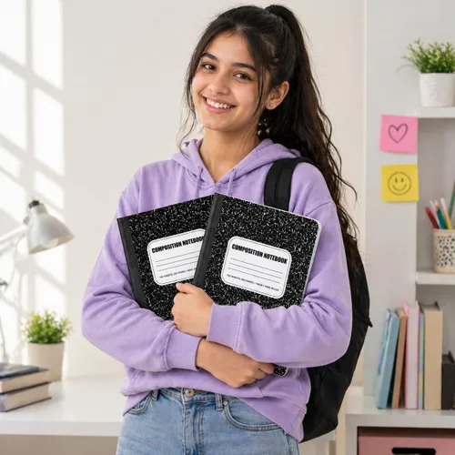 Vista 3 de CLEENTABLE Juego de 5 cuadernos de composición con rayas universitarias para estudiantes, color negro