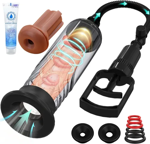 Vista 9 de Bomba de vacío para pene, amplificador manual de pene, dispositivo de bombeo de aire de presión, juguetes sexuales para hombres adultos
