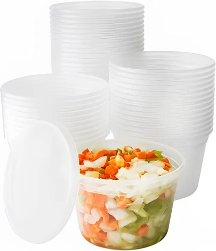 Vista 12 de Recipientes de plástico de 8 onzas sin BPA de grado deli-Grade con tapas, 48 unidades a prueba de fugas, para microondas, para pedidos para llevar