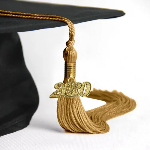 Vista 4 de Endea Graduation - Borla de un solo color con fecha dorada (Oro Antiguo, 2020)