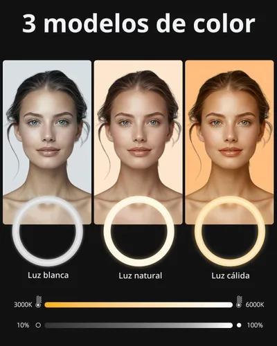 Vista 2 de TODI Anillo de luz de 12 pulgadas con soporte de trípode extensible de 63 pulgadas, anillo de luz para selfie con soporte para teléfono y control