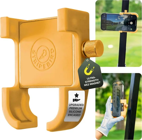 Vista 12 de Stripebird - Soporte Magnético Original para Teléfono de Golf - Accesorio para Carrito de Golf - Montura delgada para Smartphone - Almacena y Accede