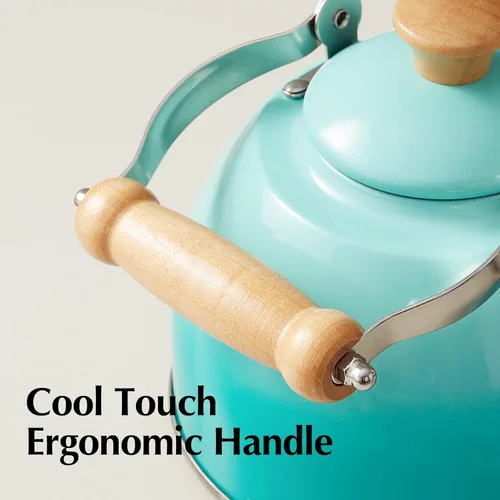 Vista 55 de ROCKURWOK - Tetera de estufa, tetera con mango ergonómico de tacto frío, tetera de acero inoxidable de grado alimenticio, tetera de estufa, tetera
