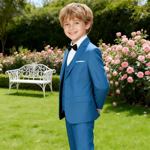 Vista 6 de Lycody Traje de esmoquin de 5 piezas para niños y adolescentes, ropa formal