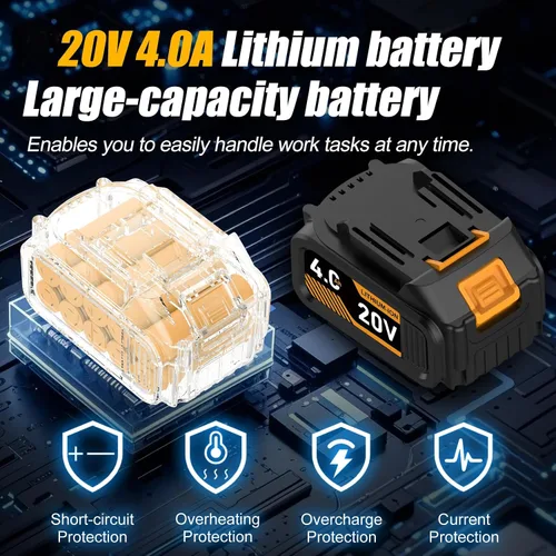 Vista 3 de Llave de impacto sin escobillas de 1/2 pulgada 750N.m (553 pies-libras) Pistola de impacto de alto par de 20V con batería de 4.0AH y cargador rápido
