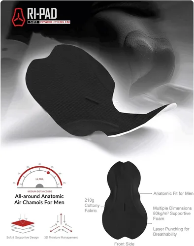 Vista 3 de Baberos de ciclismo para hombre, pantalones cortos de ciclismo para hombre, bicicleta de carretera, transpirables, acolchados, pantalones cortos