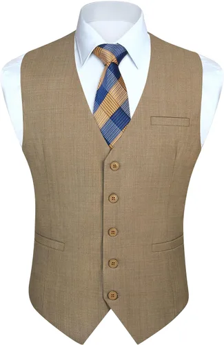 Vista 10 de HISDERN Vest 101 - Chaleco de traje ajustado para hombre con 3 bolsillos para negocios, formal, boda, baile de graduación y esmoquin casual a1-Negro