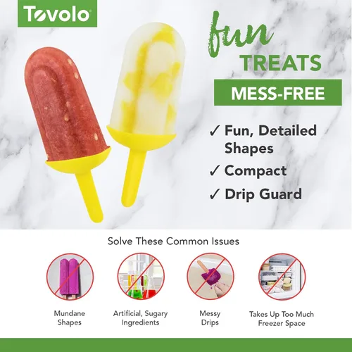 Vista 4 de Tovolo Moldes clásicos para congelador para paletas congeladas, paquete de 5 unidades para niños y niños, moldes reutilizables para paletas