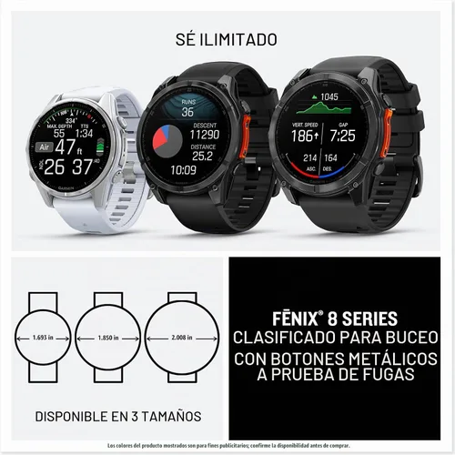 Vista 7 de Garmin fēnix® 8 – 43mm, AMOLED, Smartwatch GPS Multideporte Premium, Batería de Larga Duración, Resistente a Inmersiónes, Linterna LED Integrada