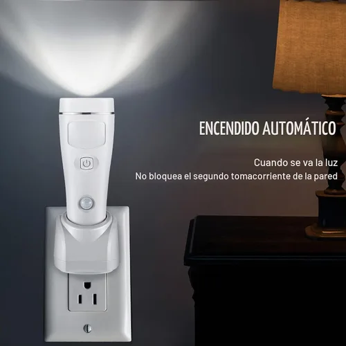 Vista 2 de Enhon - Paquete de 2 luces LED de emergencia 4 en 1 para fallos de energía en el hogar, color blanco Rechargeable plug-in flashlight, motion