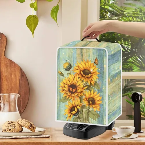 Vista 3 de Mumeson Funda para cafetera de girasol, extra grande, ligera, con asa, cubierta para máquina de café, tostadora, cubierta a prueba de polvo