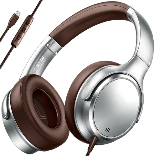 Vista 8 de Auriculares USB C con cable con micrófono, auriculares tipo C sobre la Negro