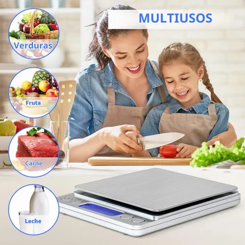 Vista 5 de Báscula de alimentos, báscula de cocina recargable con bandejas de 105.82 oz/0.00 oz, mini báscula con función de tara, báscula digital de gramos