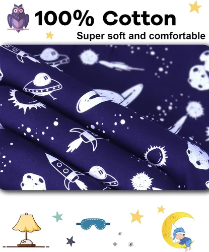 Vista 5 de DAUGHTER QUEEN - Pijama para niños de 4 piezas, conjunto corto 100 % algodón, talla 18 meses-12 años