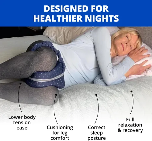 Vista 2 de SmoothSpine Alignment Almohada de pierna para personas que duermen de lado, almohada ergonómica de espuma viscoelástica con correa ajustable