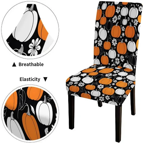 Vista 66 de CAPSCEOLL Christmas Dining Chair Covers,Snowflakes Festive Winter Pattern Stretch Chair Covers for Dining Room Set of 2 Washable Spandex Parson